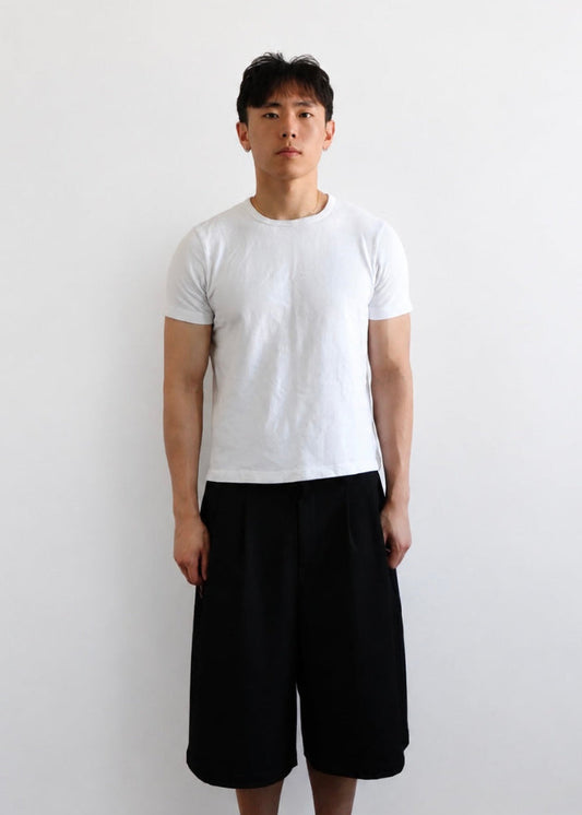 Pleated Shorts, Black-Pink