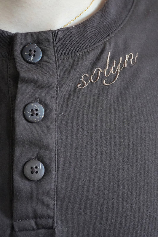Long Sleeve Henley, Dark Roast