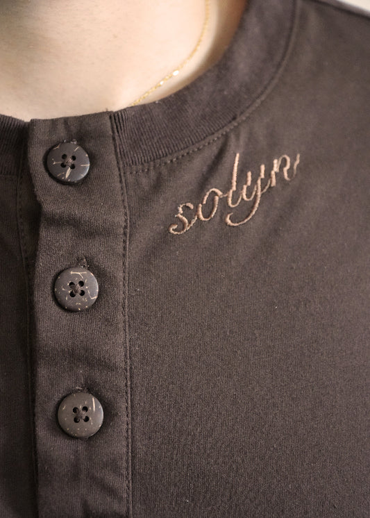 Long-Sleeve Henley, Dark Roast